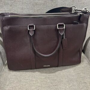 Coach Dark Purple/Maroon Leather Briefcase